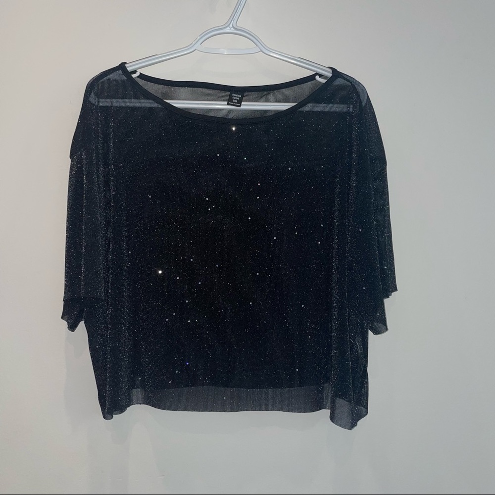 SHEIN Sheer Sparkly Crop Top